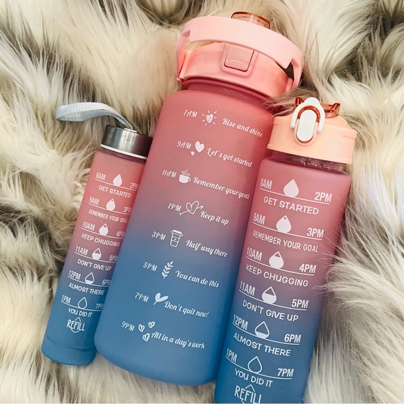 Accessories - 3pc Water Bottle Set Leakproof cotton candy ombré colors 64oz, 32oz, 12oz